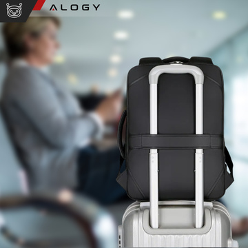 Rucksack Laptoptasche 15,6 Zoll Herren Damen Großer USB-Flugzeugkoffer Unisex 42x30x10cm Alogy Wasserdicht Schwarz