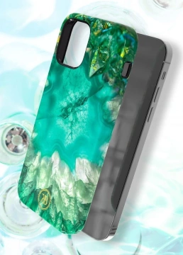 Kingxbar Agate Series eleganckie etui pokrowiec z nadrukiem agat iPhone 12 mini czerwony