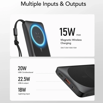 Powerbank Externer Akku VEGER MagOn mit Qi-Ladung für MagSafe 15W - 10.000mAh PD 22,5W weiß (VP1151 / W1151)