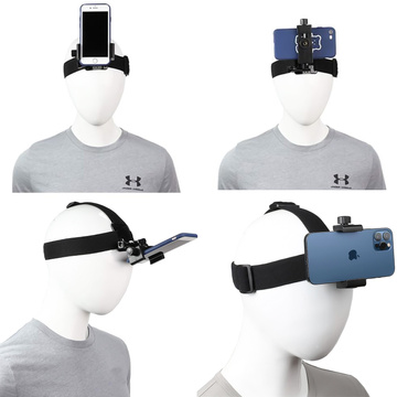 Opaska na głowę kask Uchwyt 2w1 do telefonu, kamer sportowych GoPro Hero, DJI, SJCAM, EKEN Alogy czarny
