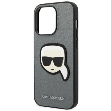 Etui Karl Lagerfeld KLHCP14XSAPKHG do iPhone 14 Pro Max 6,7' hardcase Saffiano Karl`s Head Patch srebrny/silver 