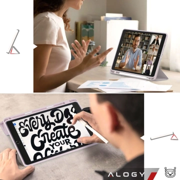 Etui do Apple iPad 10.2" 9/8/7 Gen (2021/2020/2019), Ochronne Smart Case z Klapką i Podstawką, Odporne TPU, Wzmocnione Narożniki, Alogy BookGuard™ – Rożowe