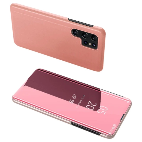 Clear View Case für Samsung Galaxy S23 Ultra Flip Cover Pink
