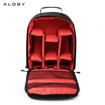 Wasserdichter Rucksack Alogy Tasche für Kamera Fotoausrüstung und Zubehör geräumig Schwarz und Rot