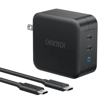 Choetech PD6008 GaN 100W 2x USB-C Power Delivery Schwarzes Ladegerät