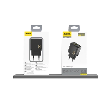 Dudao 25W GaN USB-A, USB-C Ladegerät | Stromversorgung und Schnellladung - Schwarz