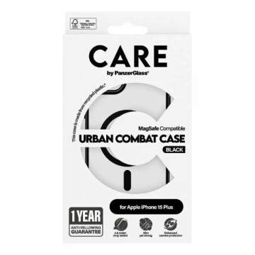 iPhone 15 Plus CARE by PanzerGlass Urban Combat Case MagSafe Klar mit Schwarz