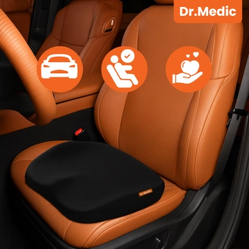  Poduszka na fotel DR.MEDIC ComfySeat™ Ergonomiczna siedzisko biurowe wsparcie kości ogonowej na krzesło do biura auta samochodu Czarna