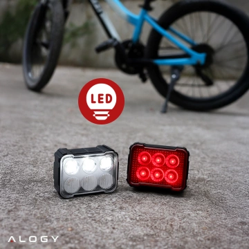 Lampka rowerowa LED Alogy SafeRide™ Lights Latarka na rower wodoodporne światło światełko na przód i tył przednia tylna 2 sztuki