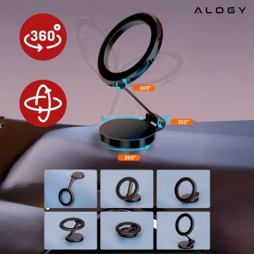 Uchwyt samochodowy na telefon do MagSafe Uchwyt magnetyczny Alogy Car Holder na deskę rozdzielczą do auta Czarny