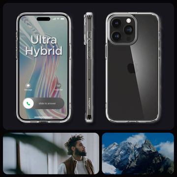 Hülle für iPhone 15 Pro Max Spigen Ultra Hybrid Case, kristallklare Rückseite
