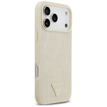 Etui Guess MagSafe do iPhone 17 Pro Max Croco Triangle Logo Gold