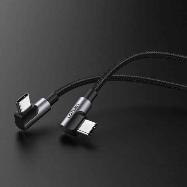 Ugreen rechtwinkliges Kabel mit seitlichem Stecker USB Type C - USB Type C Power Delivery Quick Charge FCP 3 A 1 m grau (70529 US323)