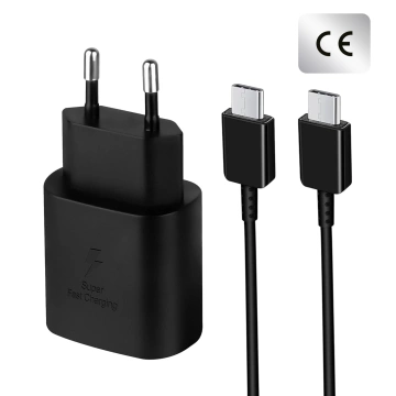 Original Samsung USB-C Ladegerät 25W Typ C Kabel 180cm Premium Super Fast Charge Set Weiß