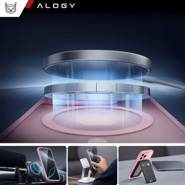 3w1 Zestaw Etui Hybrydowe + Szkło do Apple iPhone 16 Pro Max obudowa ochronna Hybrydowe MagSafe z ochroną obiektywu case + 2x Szkło hartowane ochronne na telefon Alogy 3in1 Case Pack Różowe