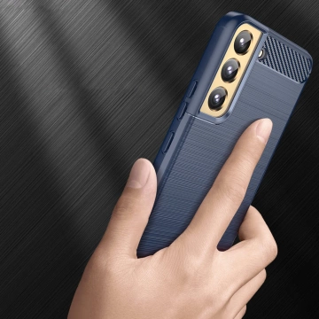 Etui na telefon Carbon Case do Samsung Galaxy S23 elastyczny silikonowy karbonowy pokrowiec niebieskie