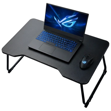 Stolik składany gamingowy 60×40 cm – biurko na laptopa z powierzchnią Carbon, lekki i przenośny, stabilna konstrukcja do domu i grania – Alogy CarbonDesk™ Czarny