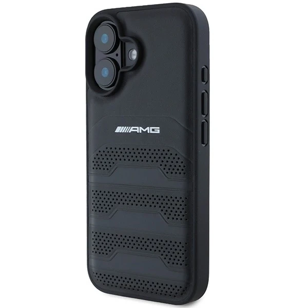Etui do iPhone 16 AMG Leather Debossed Lines czarne