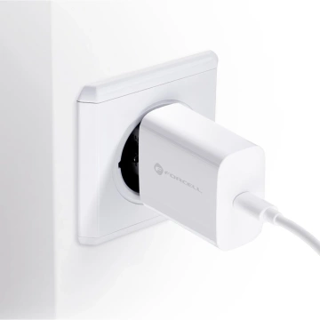 Szybka Ładowarka Forcell 25W PD QC 4.0 USB-C + kabel USB C do USB C biała
