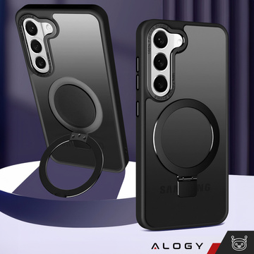 Etui pancerne Alogy Stand Ring Case obudowa na telefon do MagSafe do Samsung Galaxy S23+ Plus matowe Czarne
