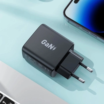 Ładowarka sieciowa czarna GaN 35W PD 2x USB C Acefast A49 - szybka i bezpieczna