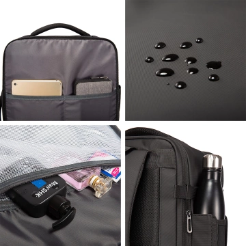 Bange wasserdichter Rucksack für 15,6-Zoll-Laptop, Stadtreisender, 45 x 30 x 16 cm, für Arbeit, Flugzeug, Herren, Damen, mit USB-Anschluss Schwarz