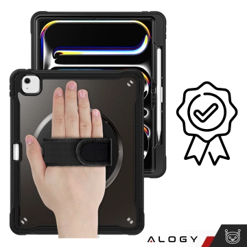 360°-Schutzhülle mit Stifthalter für Apple iPad Air 11" (2024, 2025) / Air 10,9" (2020, 2022) / Pro 11 (2018) – Alogy Pirate 360 ​​Tablet-Hülle, Schwarz