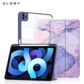 Etui hybrydowe z miejscem na rysik do Apple iPad Air 11" (2024,2025) / Air 10.9" (2020,2022) / Pro 11 (2018) Alogy Hybrid Book Cover Case Marble Fioletowe
