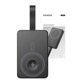 Powerbank Romoss WM010 10000 mAh 20 W, Schwarz – Magnetisches Laden für iPhone, Apple Watch, AirPods