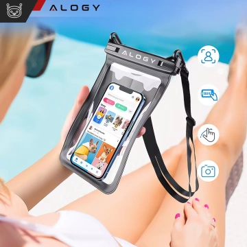 2x Etui wodoodporne wodoszczelne IPX8 na telefon 6.7" podwójne Case futerał Alogy Waterproof Czarne