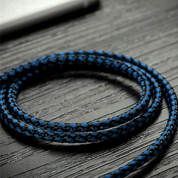 Audiokabel 2x Miniklinke - Klinke 3,5 mm lang AUX-Kabel Starkes Geflecht 1,5 m Blau