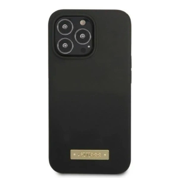 Etui Guess GUHMP13XSPLK für Apple iPhone 13 Pro Max 6,7" Czarny/Black Hard Case Silikon Logo Plate MagSafe