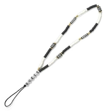 Guess zawieszka GUSTBCKH Phone Strap Heishi Beads czarno-biały/black-white