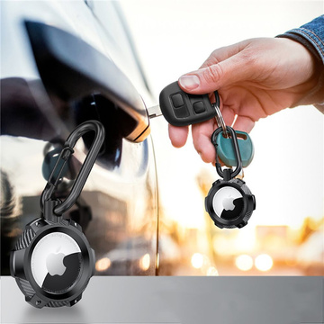 TpuCarbon Hülle ein Schlüsselanhänger mit Karabiner für Apple AirTag Black
