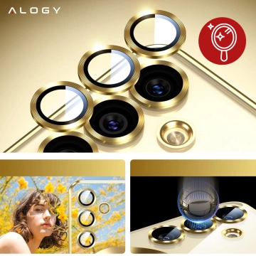 Etui do Samsung Galaxy S24 FE Alogy LuxeShield™️ Glamour Luxury Ring obudowa do MagSafe z osłoną aparatów Złote