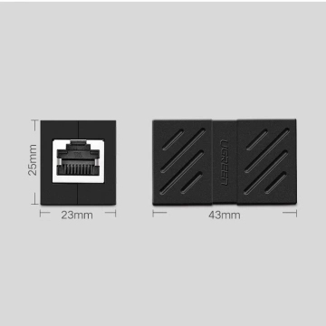 Złączka sieciowa UGREEN  łącznik kabli sieciowych Ethernet RJ45 10 Gbps czarny (NW114 20390)