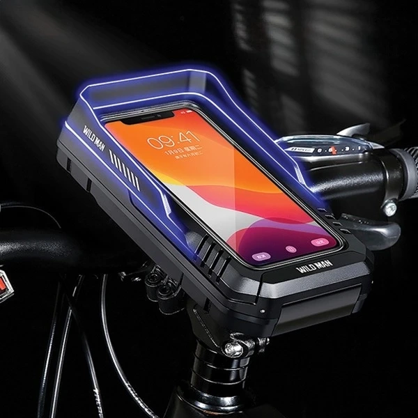 Wildman FK4 Fahrrad-Lenkertasche, wasserdicht, Handytasche, Schwarz