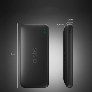 Powerbank SBS Infinity 10000mAh 10W LiFePO₄ USB-C USB-A Czarny