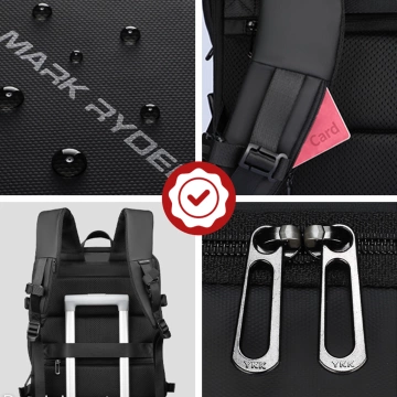 Plecak na Laptopa 17.3" Mark Ryden, Port USB, Wodoodporny, Minimalistyczny i Pojemny 37L, Wygodny, Rozszerzalny z Otwieraniem 180°,  48 × 31 × 14-25 – Czarny