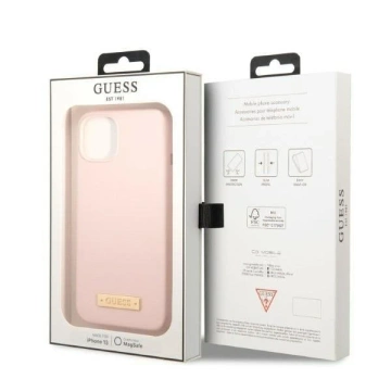 Etui Guess GUHMP13MSBPLP do Apple iPhone 13 6,1" różowy/pink hard case Silicone Logo Plate MagSafe