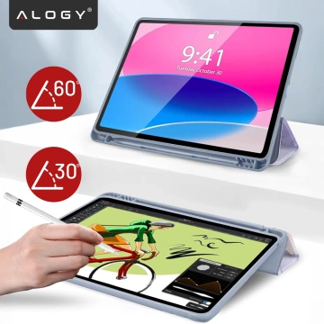 Etui Ochronne do Apple iPad 10.9" 10 Gen 2022 / iPad 11" A16 11 Gen 2025 Hybrydowe z Miejscem na Rysik, Składana Okładka z Funkcją Podstawki 2w1, Alogy HybridBook™ Case – Marble Purple