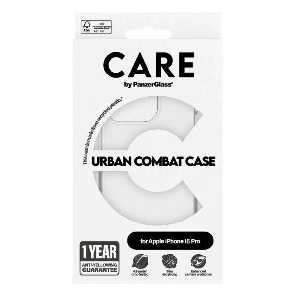 Etui do iPhone 15 Pro CARE by PanzerGlass Urban Combat Case Przezroczysty