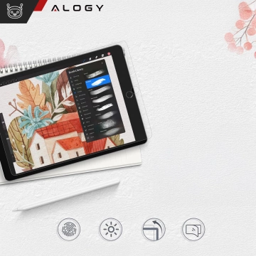 Mattes gehärtetes Glas für Apple iPad 10.2 Gen. 7/8/9, Alogy Matte Paper-Like Displayschutzfolie mit Montagerahmen