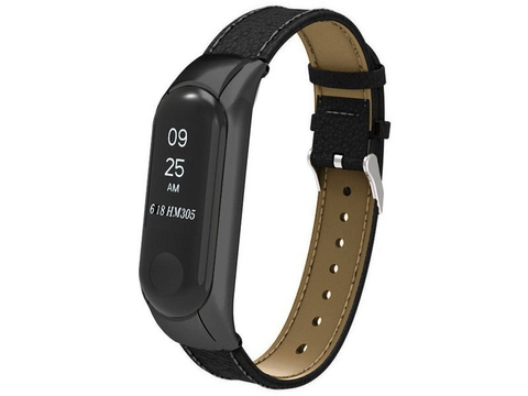 Skórzany pasek Alogy leather band do Xiaomi Mi Ban 3/4 eko skóra czarny