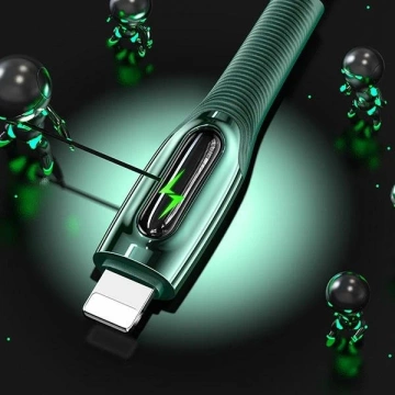 USAMS Kabel pleciony USB-C na Lightning Smart Power-off 20W PD Cable 1.2m ciemny zielony