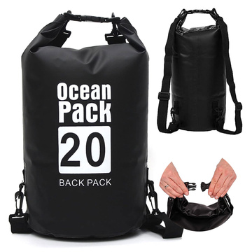 Worek wodoszczelny wodoodporny 20L Pokrowiec Torba na kajak żagle PVC do sportu Czarny