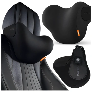 Poduszka samochodowa masująca na zagłówek – ergonomiczne wsparcie głowy, karku i szyi, elektryczny masażer z wibracjami dla kierowcy i pasażera – Dr.Medic RelaxDrive™