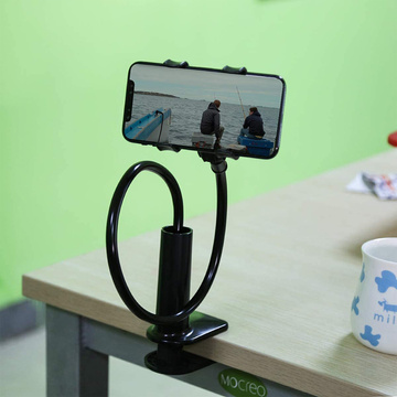 Uchwyt elastyczny Alogy z klipsem na biurko statyw giętki Holder uniwersalny na telefon / Czarny