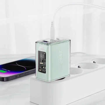 Ładowarka sieciowa Acefast A45 GaN 65W 3 porty USB (1xUSB, 2xUSB-C) szara