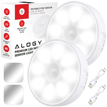 2x Lampka lampa LED czujnik ruchu zmierzchu nocna Alogy Sensor Light Bezprzewodowa oświetlenie meblowe Światło białe 6000k